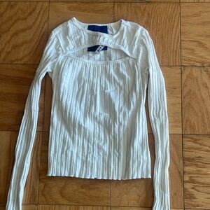 Simon Miller Cream Ribbed Long Sleeve Top
